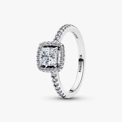 Anello Punto Luce Quadrato e Pavè