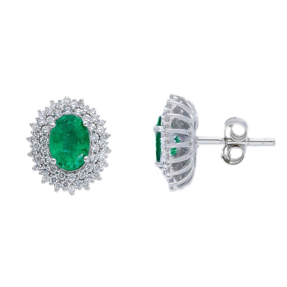 Songa Antonio - Orecchini Lobo - Oro Bianco - Smeraldo