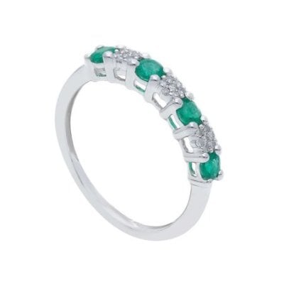 Songa Antonio - Anello Fedina - Oro Bianco - Smeraldo