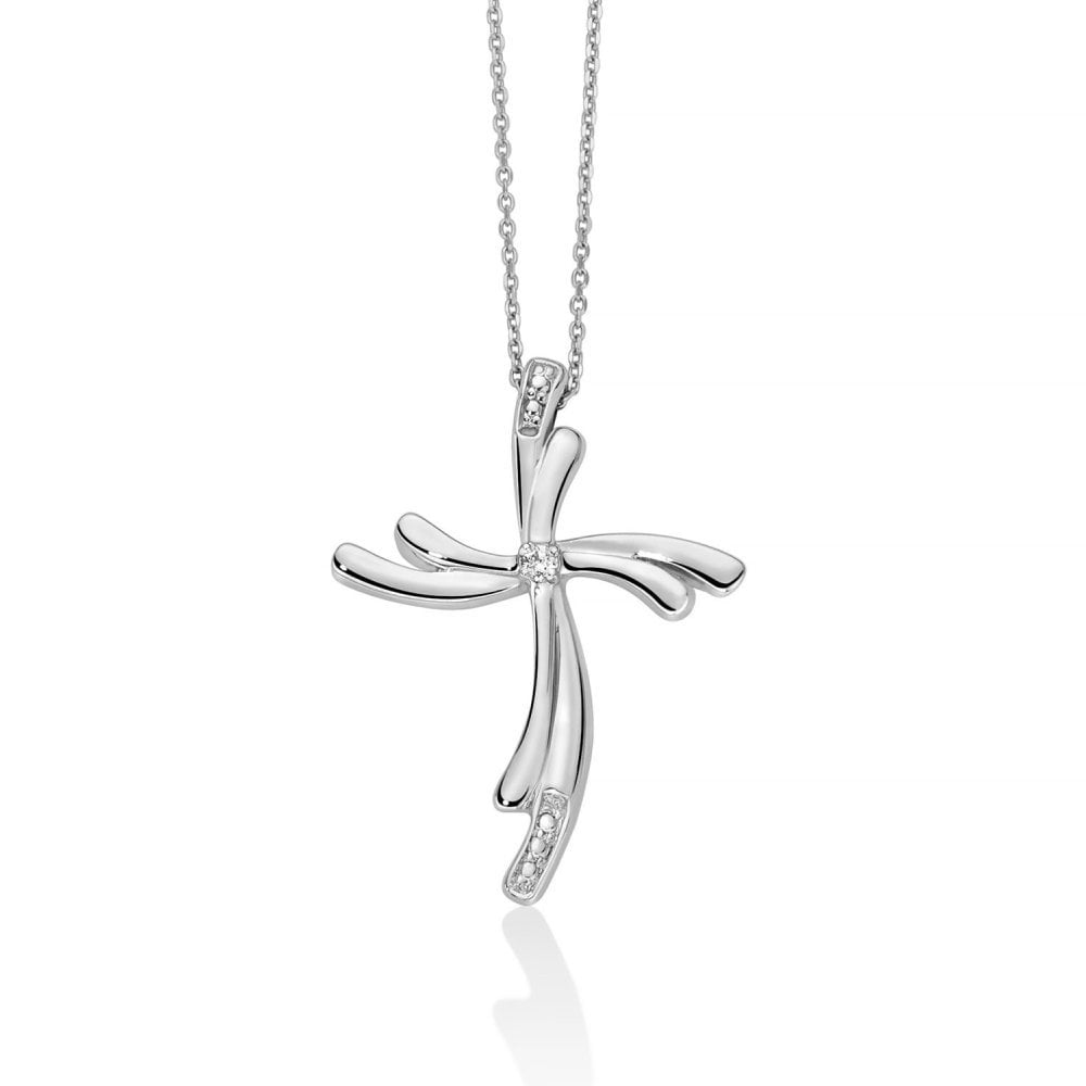 Collana Donna Croce Oro Bianco 18 Kt - Miluna