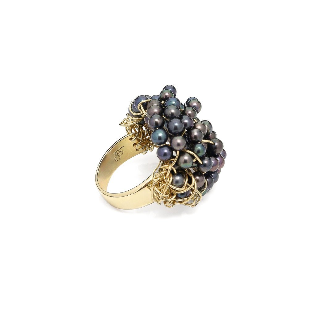 Anello Lulu' Intrecci Perle Nere - Lucedeimieiocchi