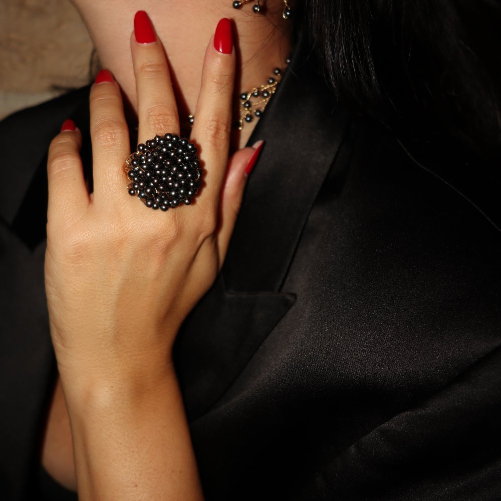 Lucedeimieiocchi - Anello Lulu’ - Perle Nere - Argento