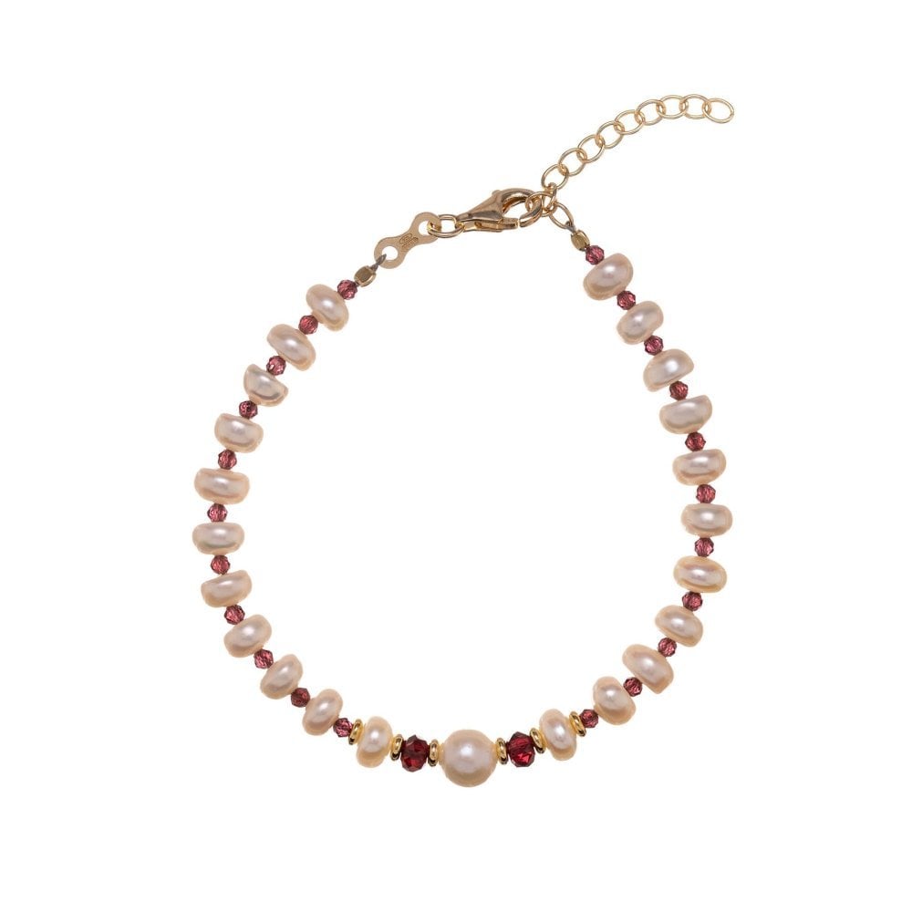 Bracciale In Argento Con Perle E Granato - Alisia