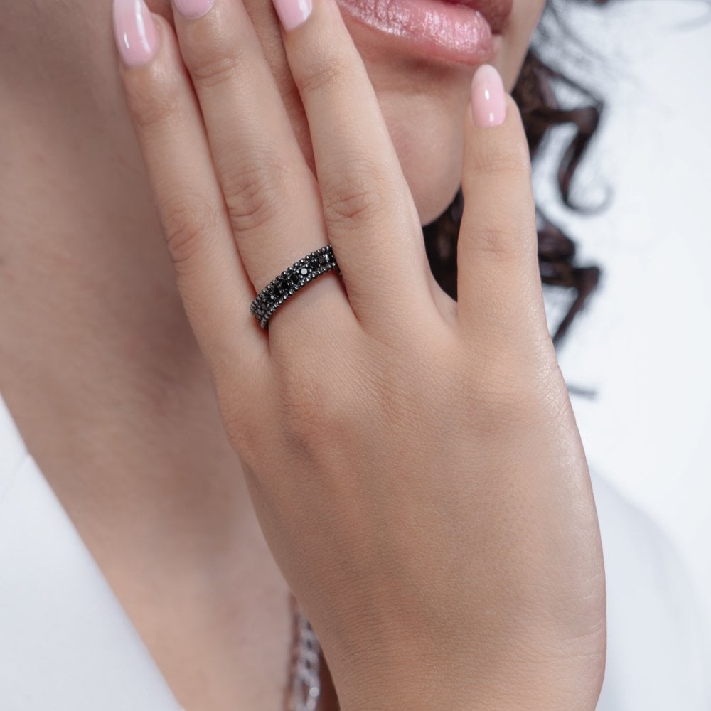 Comete Gioielli - Anello Argento - Zirconi Neri