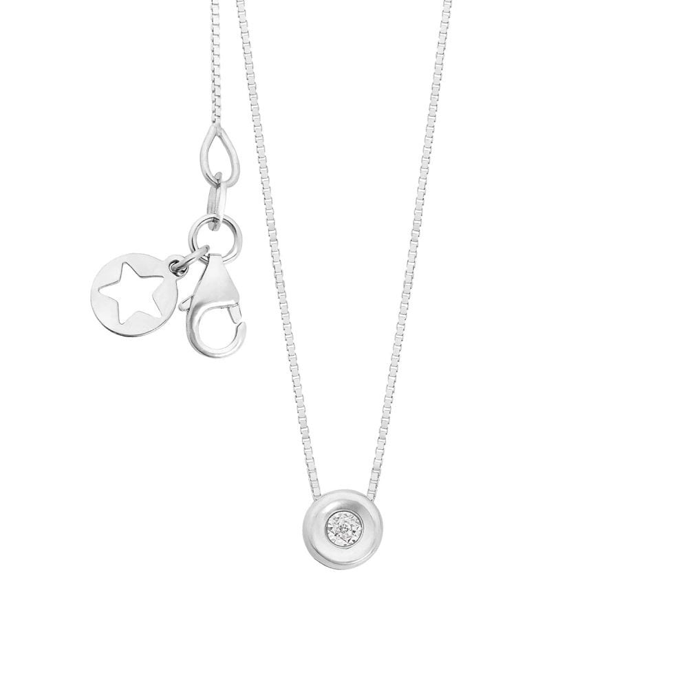 Collana In Oro Bianco 375‰ Con Diamante Bianco - Comete Gioielli