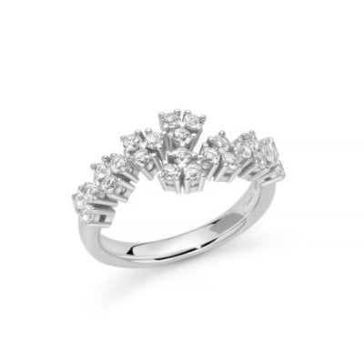 Miluna - Anello Unica Neve - Topazi Bianchi - Argento