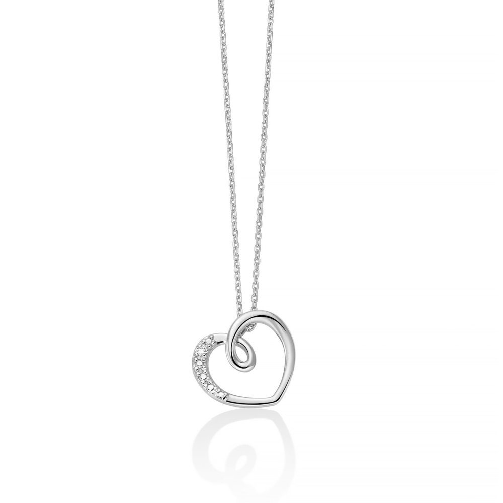 Collana In Oro Bianco 375 Con Pendente A Cuore - Miluna