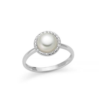 Miluna - Anello Con Perla - Oro Bianco - Diamanti