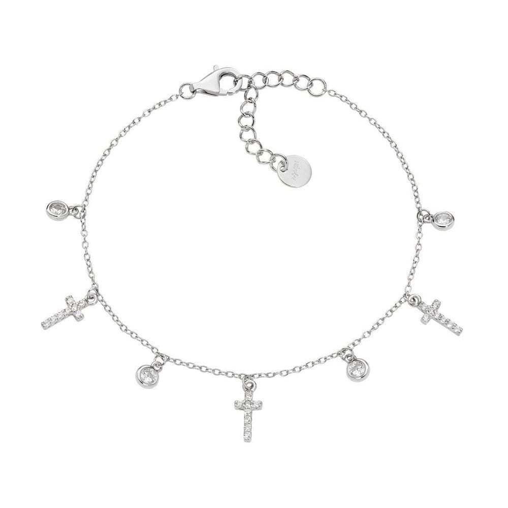 Bracciale Multicharm Croci E Zirconi Bianchi - Amen