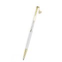 Penna a sfera Crystalline Ferro Di Cavallo, Bianco, Laccato bianco, placcato color oro