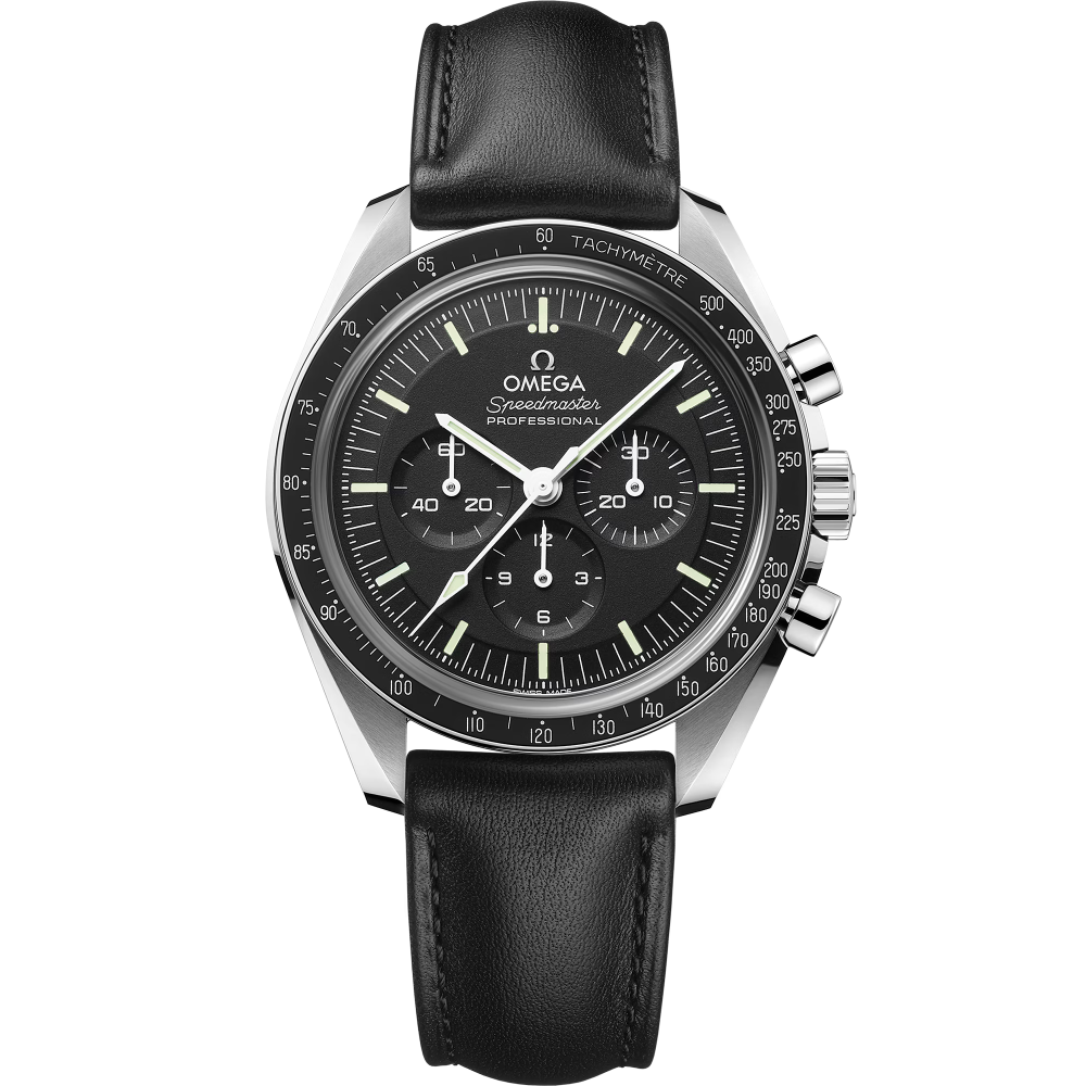 Speedmaster Moonwatch Professional 42 mm, acciaio su cinturino di pelle