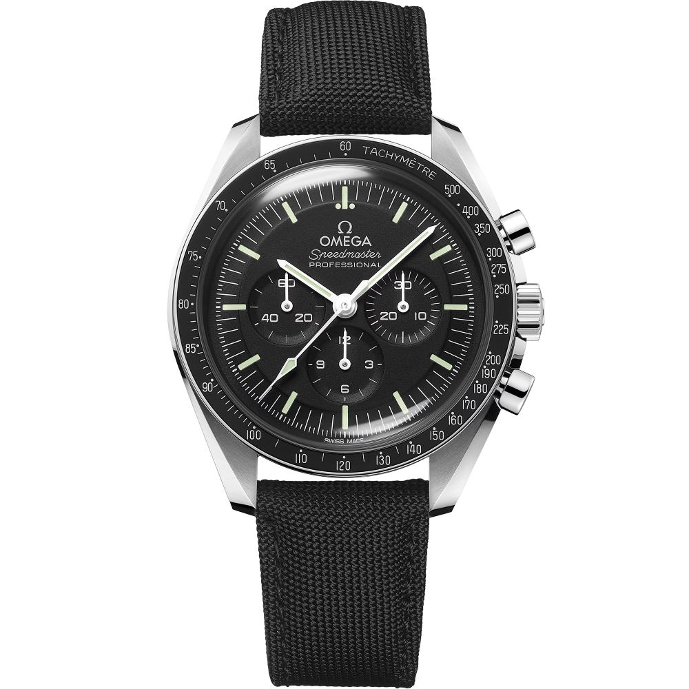 Speedmaster Moonwatch Professional 42 mm, acciaio su cinturino in tessuto rivestito in nylon
