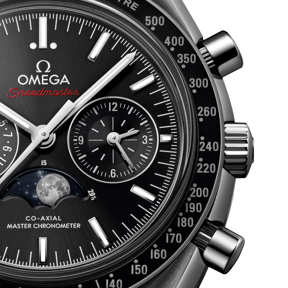 Speedmaster Fasi lunari 44,25 mm, acciaio su acciaio