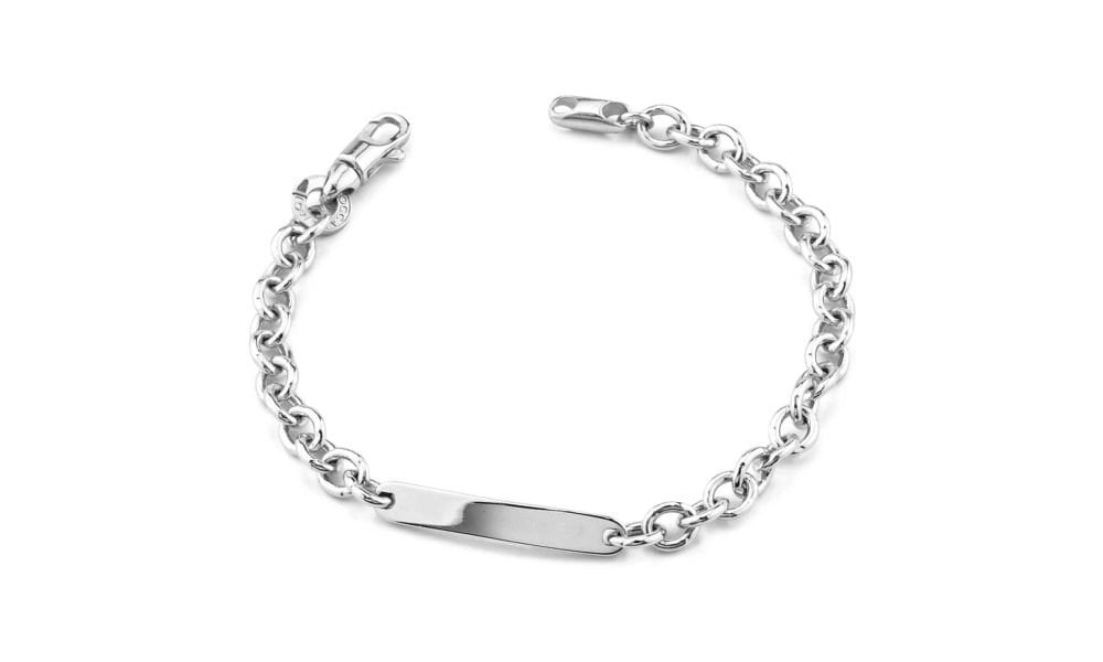 Bracciale A Maglia Ovale Con Placca - Mbr198 - Boccadamo
