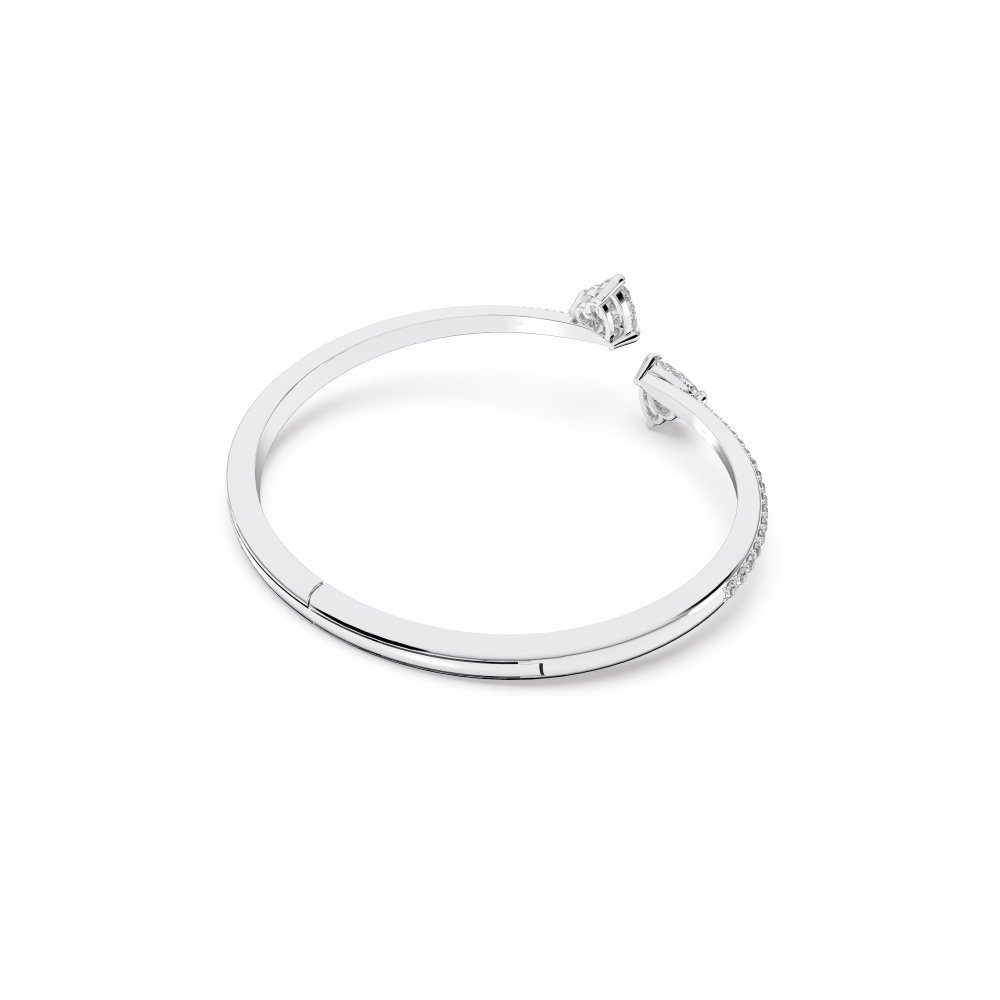 Bracciale rigido Mesmera Cuore, Bianco, Placcato rodio