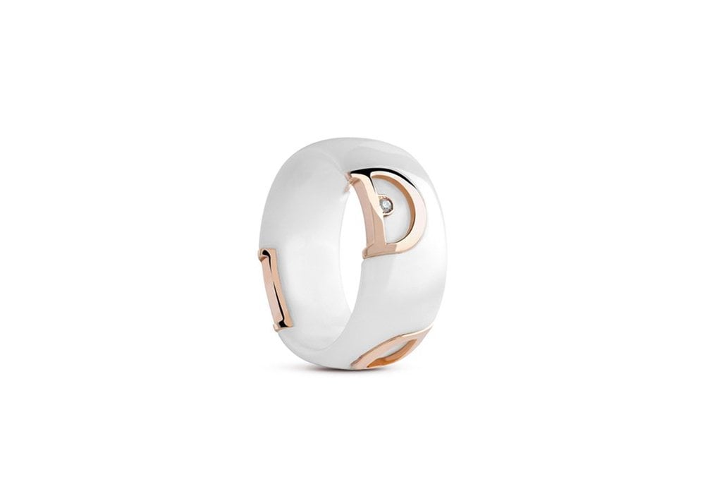 Anello In Oro Rosa Ceramica Con Diamante - D.Icon - Damiani