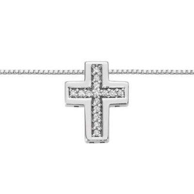 Donna Oro - Girocollo Croce Oro E Brill - Elegante