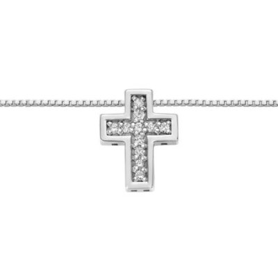 Donna Oro - Girocollo Croce - Oro Bianco - Brill