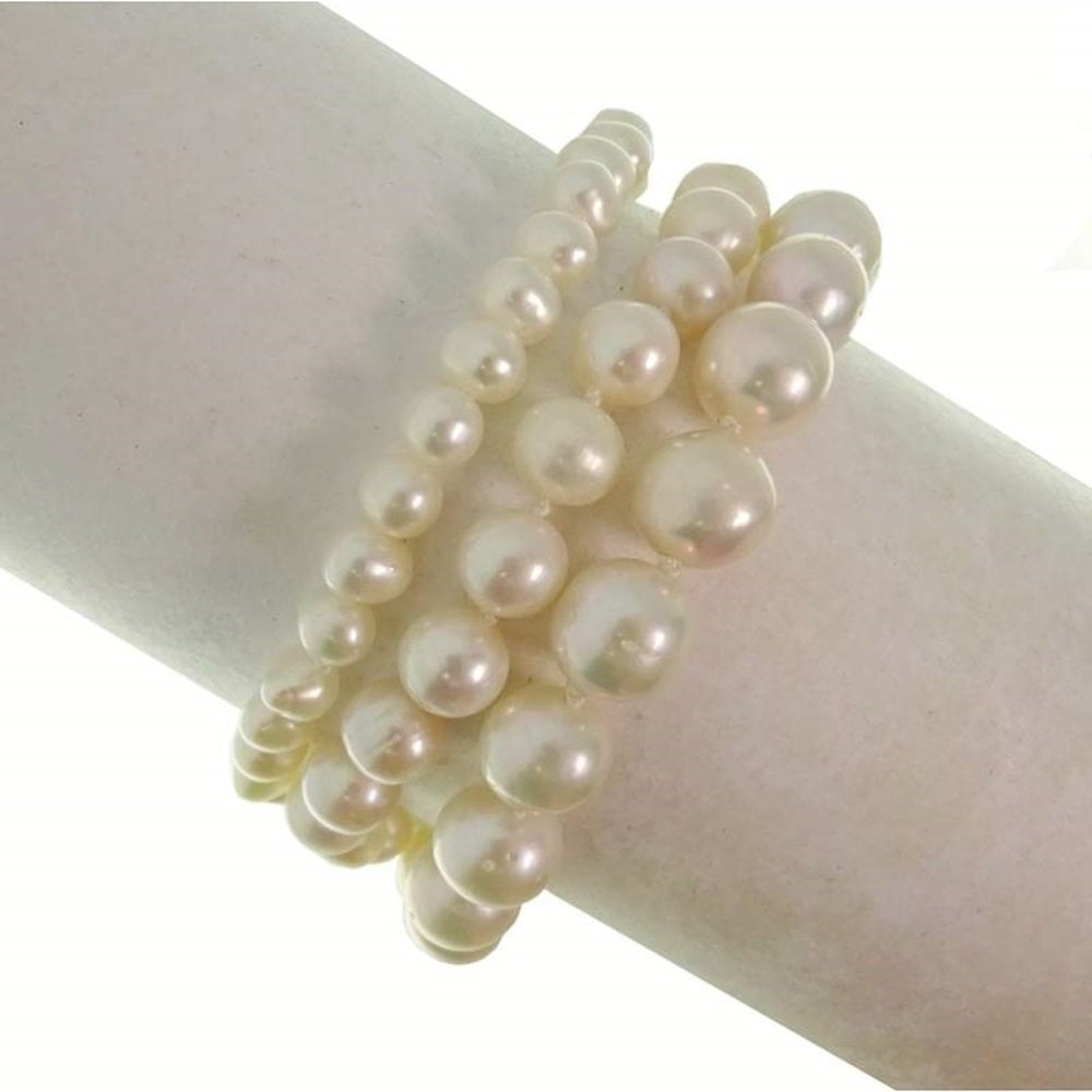 Bracciale Di 3 File In Oro Con Perle Bianche - Rajola