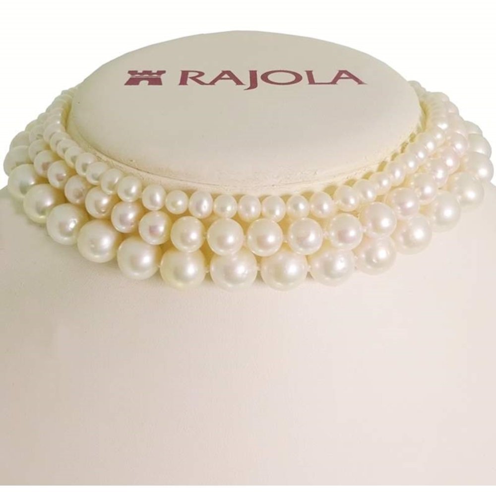Collana Di 3 File In Oro Con Perle Bianche - Rajola