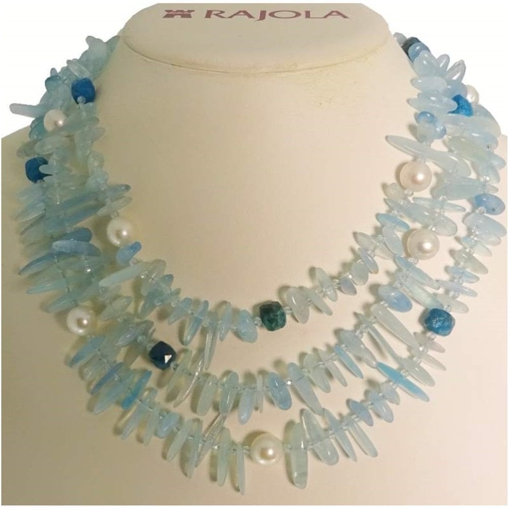 Collana Di 3 Fili In Oro Con Acquamarina - Rajola