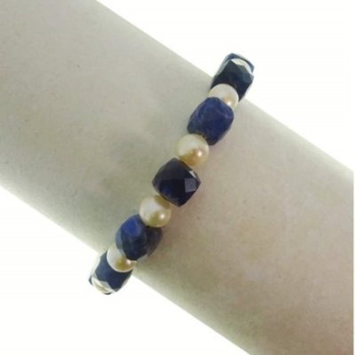 Rajola - Bracciale Oro - Perle Bianche - Sodalite