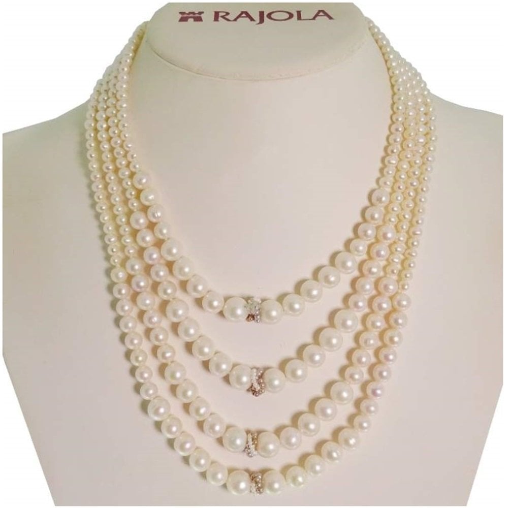 Collana Di 4 Fili In Oro Con Perle Bianche - Rajola