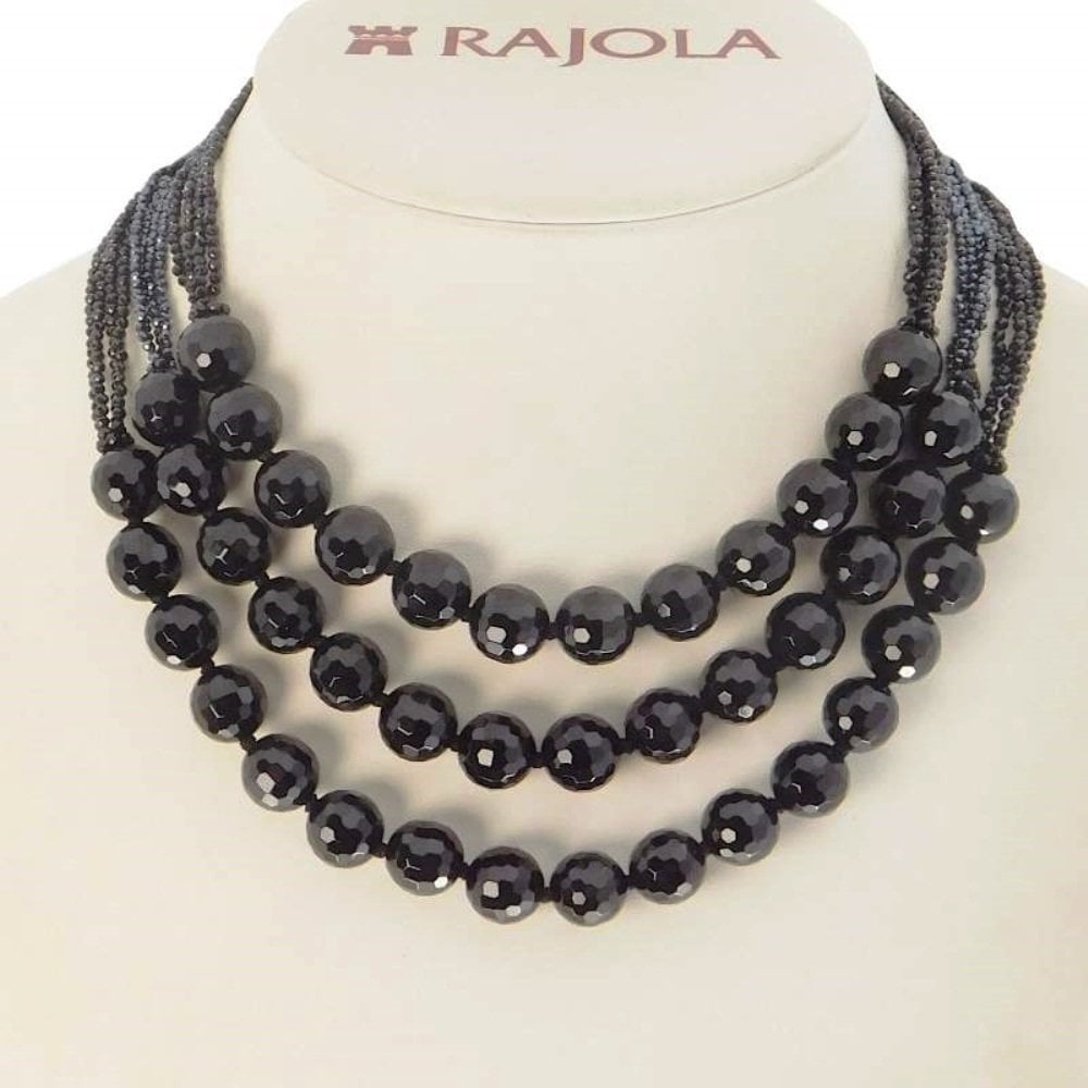 Collana In Oro - Tre Fili Di Spinello Ed Onice - Rajola