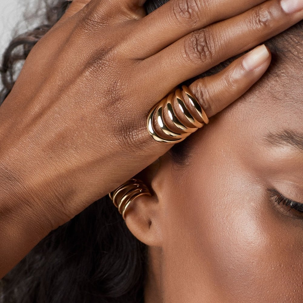 Pianegonda - Anello A Cinque Fasce - Ottone - Oro 18 Kt