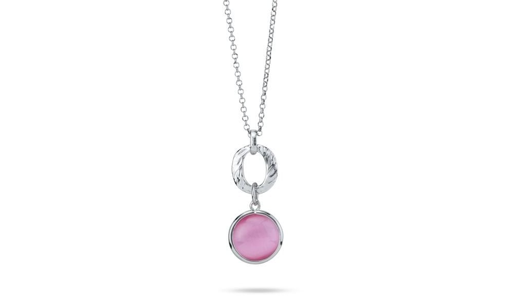Collana Con Cristallo Pendente Rosa Chiaro - Boccadamo