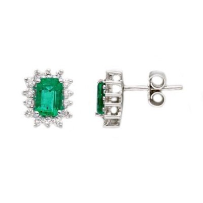 Songa Antonio - Orecchini Lobo - Oro Bianco - Smeraldo