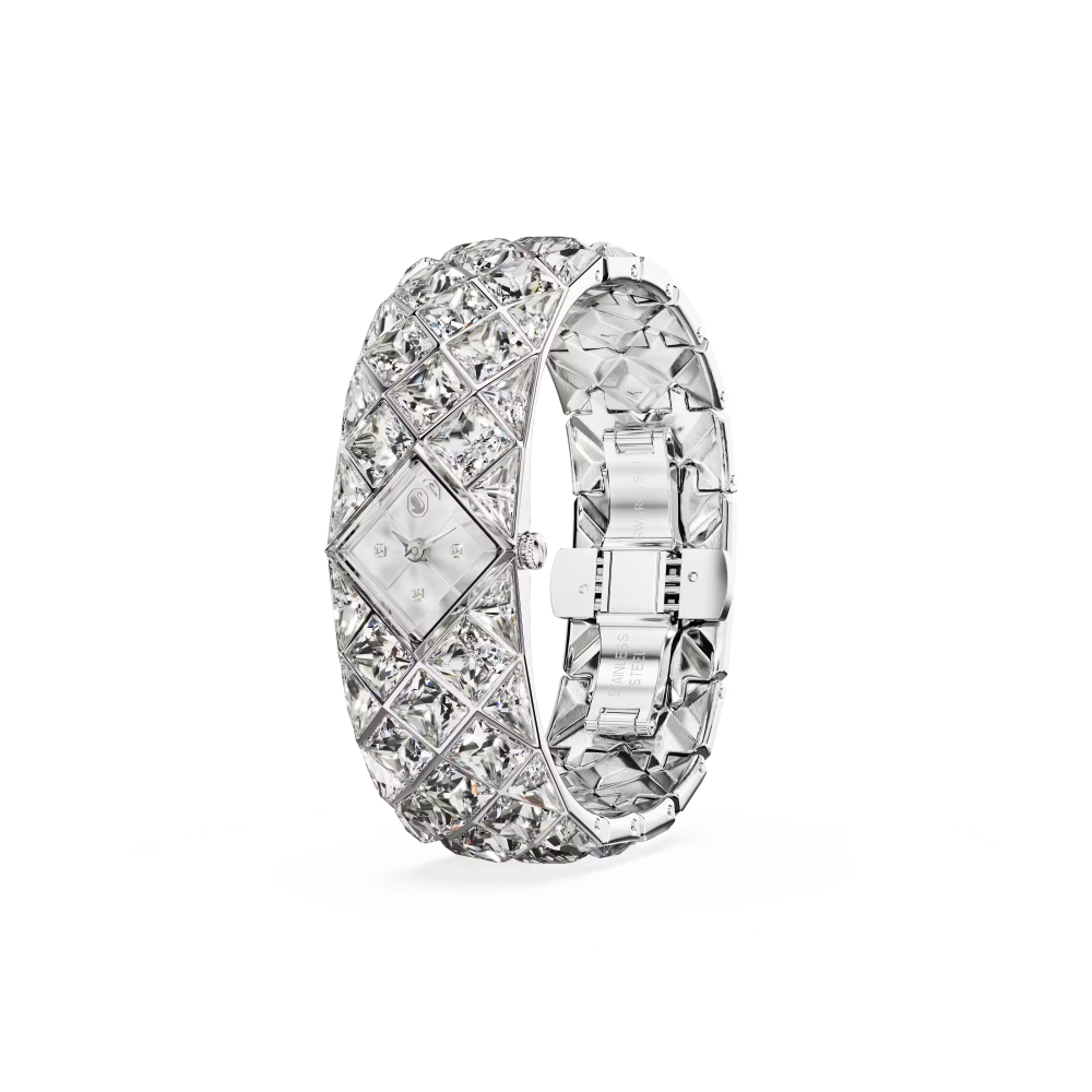 Orologio Curiosa bangle Bracciale in cristallo, Tono argentato, Acciaio inossidabile