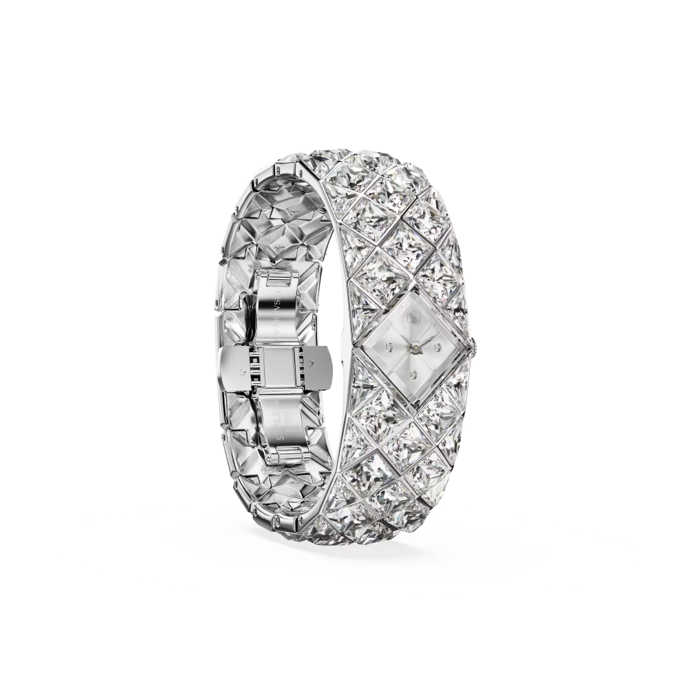 Orologio Curiosa bangle Bracciale in cristallo, Tono argentato, Acciaio inossidabile