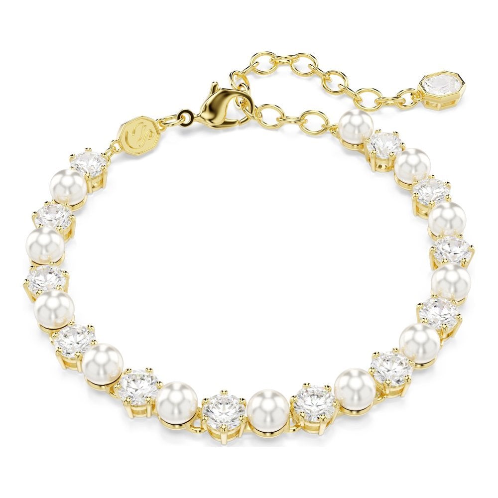 Bracciale Tennis Matrix, Perla Di Cristallo, Bianco - Swarovski