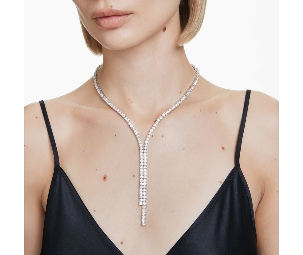 Swarovski - Collana Matrix Y - Bianca - Placcata In Rodio