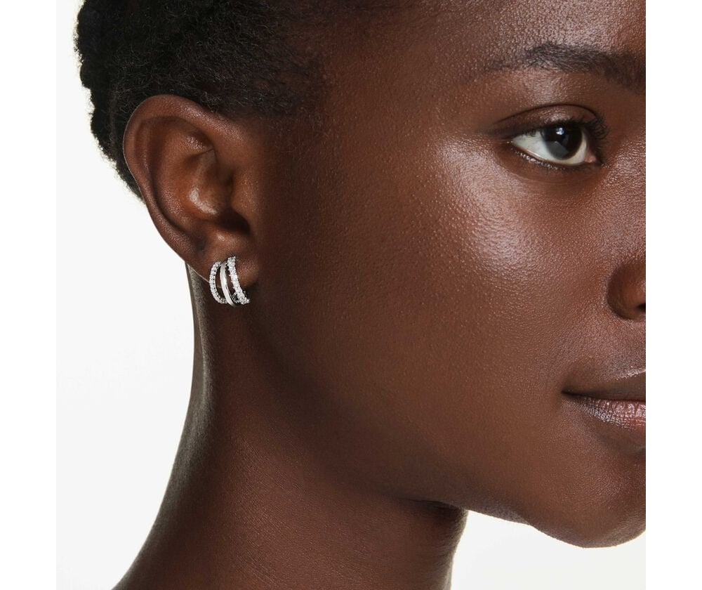 Swarovski - Orecchini Iperbola - Placcati Rodio - Bianchi