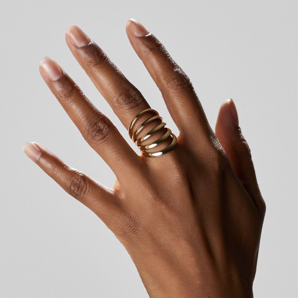 Pianegonda - Anello A Cinque Fasce - Ottone - Oro 18 Kt