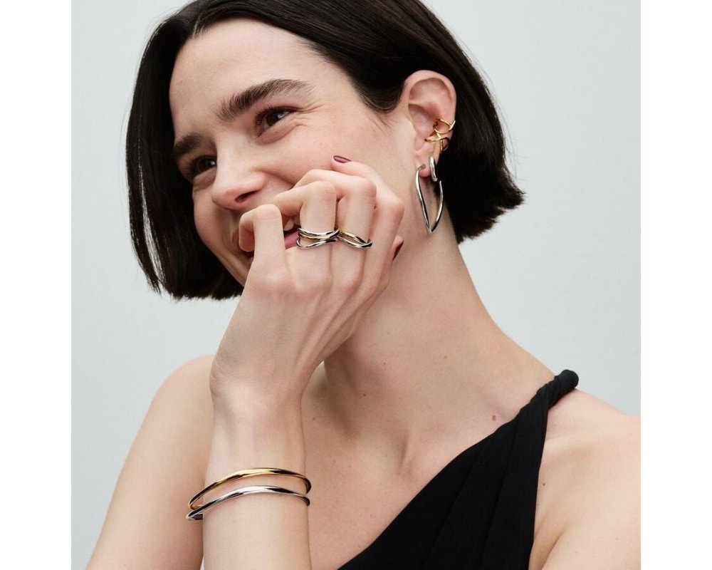 Anello Fascia Intrecciata Bicolore