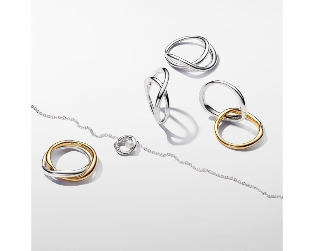 Anello Fascia Intrecciata Bicolore