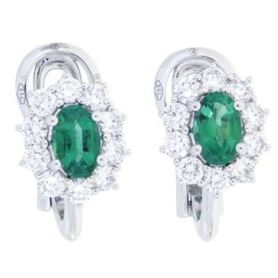 Damiani - Orecchini In Oro Bianco - Diamante/Smeraldo