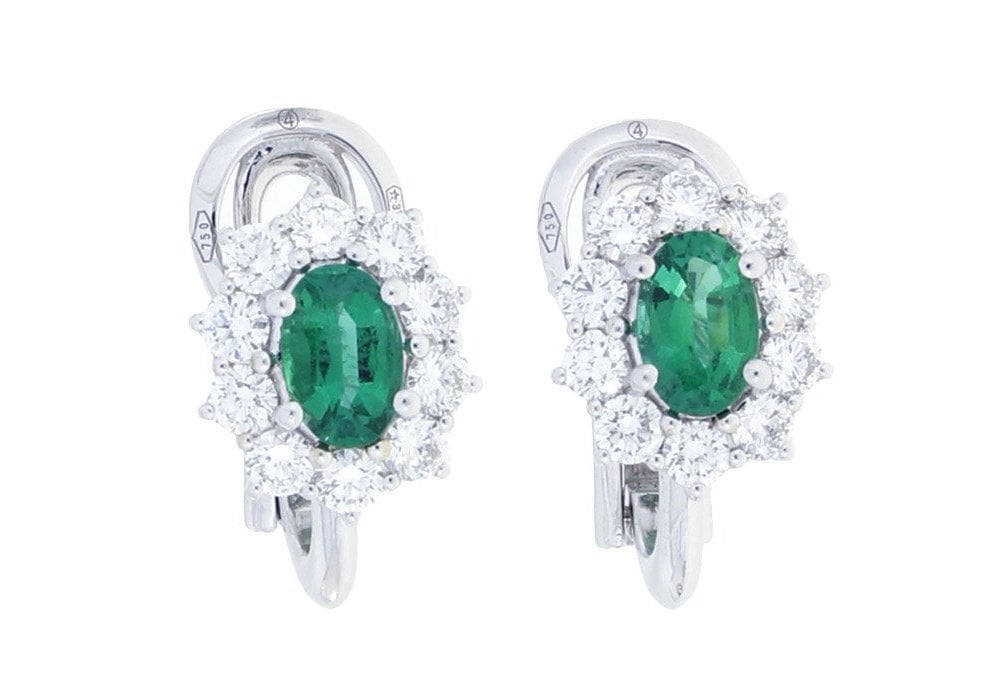 Orecchini In Oro Bianco Con Diamante/Smeraldo - Gemme D - Damiani
