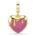 Ciondolo Idyllia, taglio rotondo, cuore, rosa, placcato oro - Swarovski