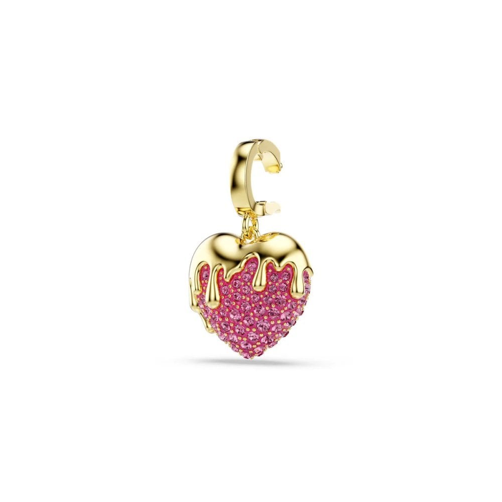 Ciondolo Idyllia, taglio rotondo, cuore, rosa, placcato oro - Swarovski
