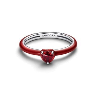 Pandora - Anello Heart - Argento 925 - Cristallo Rosso