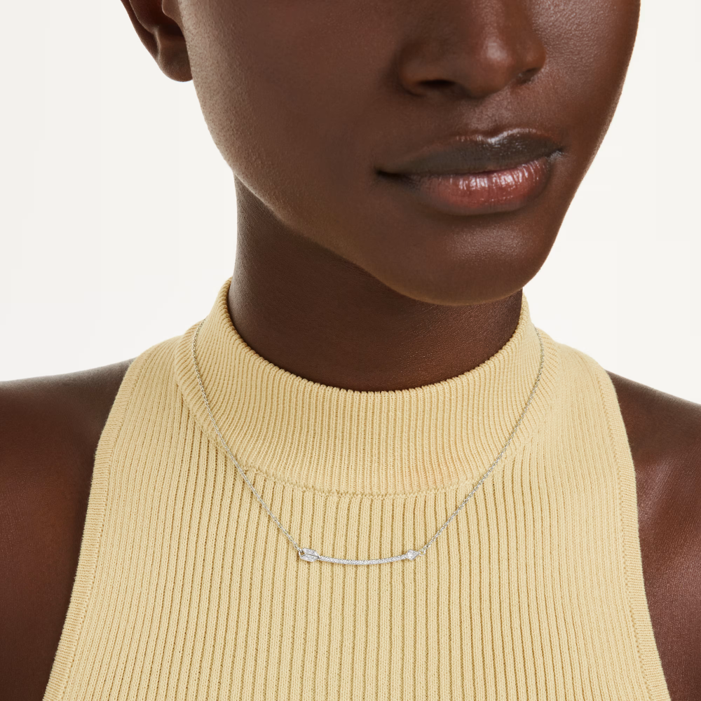 Pendente Idyllia Taglio misto, Freccia, Bianco, Placcato rodio