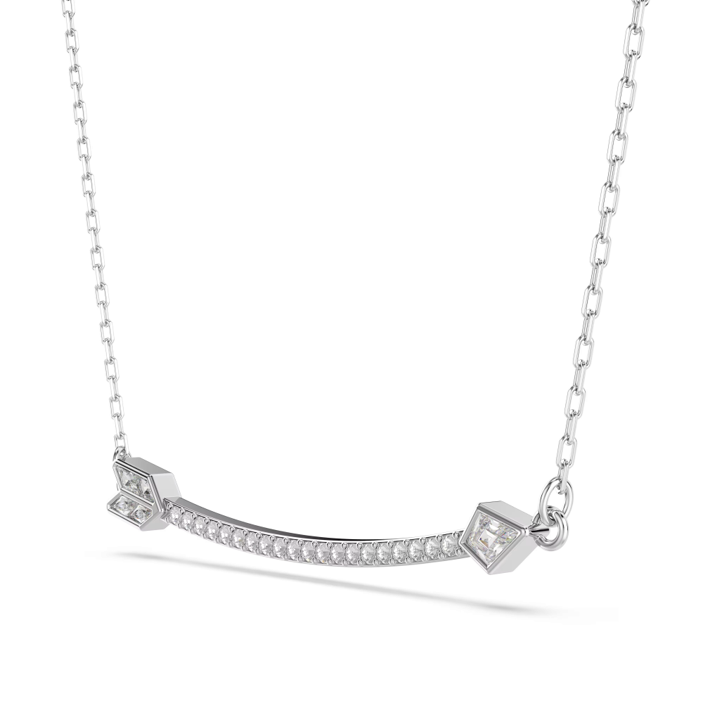 Pendente Idyllia Taglio misto, Freccia, Bianco, Placcato rodio