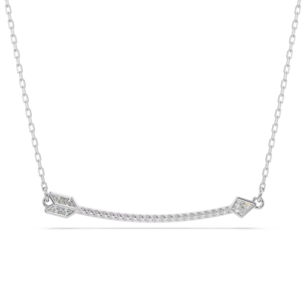 Pendente Idyllia Taglio misto, Freccia, Bianco, Placcato rodio