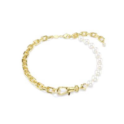 Collana Idyllia Crystal Pearl, Bianca, Placcato color oro