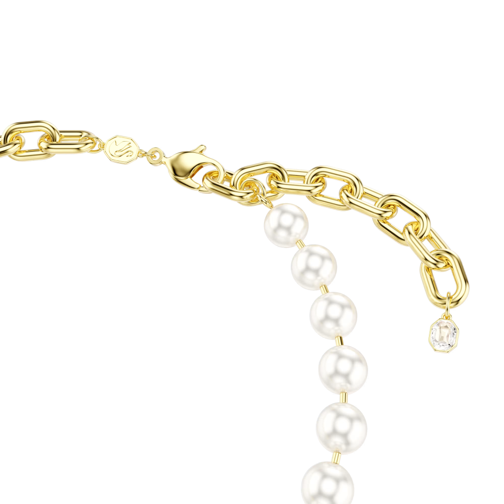 Collana Idyllia Crystal Pearl, Bianca, Placcato color oro