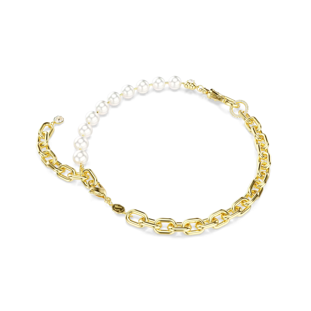 Collana Idyllia Crystal Pearl, Bianca, Placcato color oro